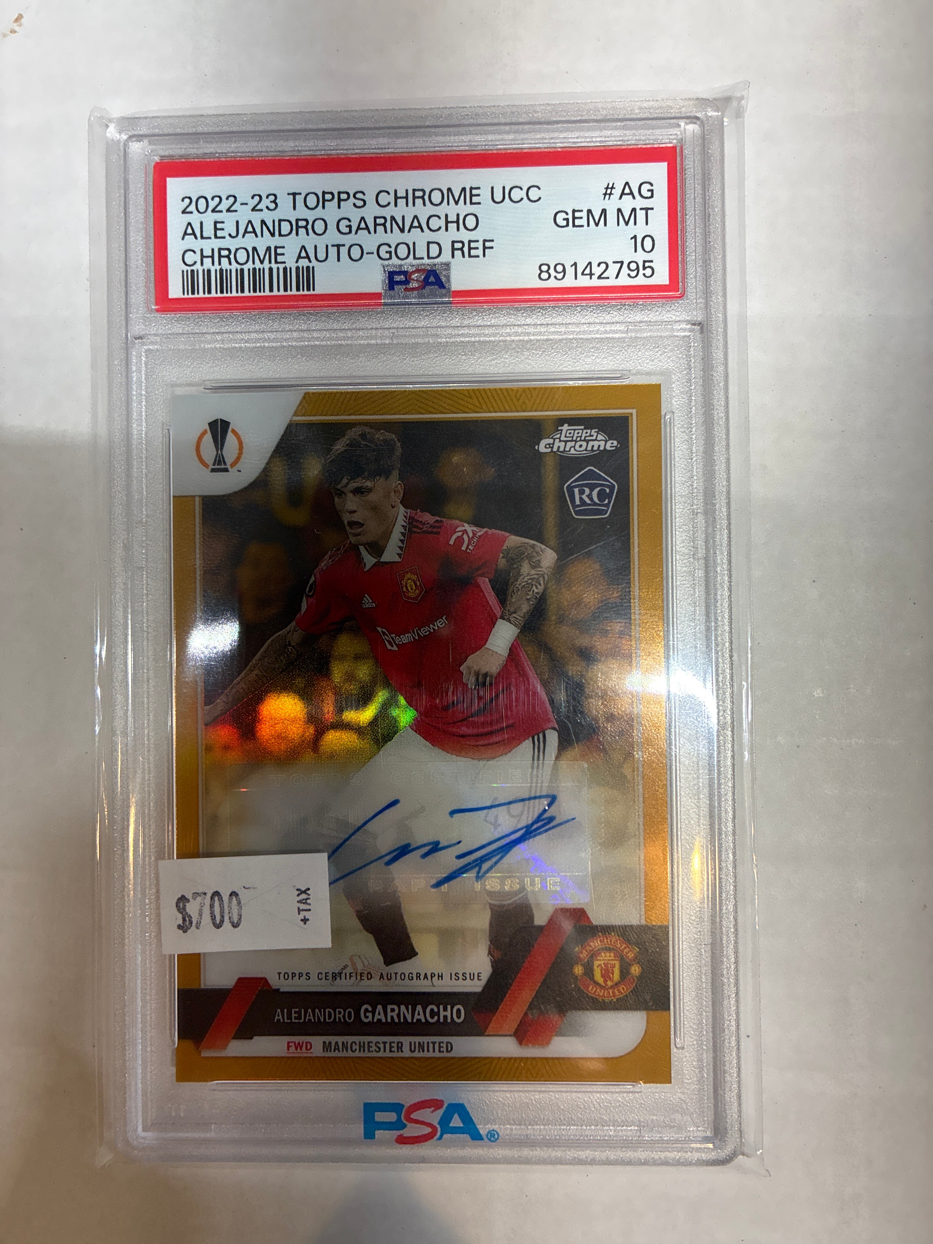2022-23 Topps Chrome UCC Alejandro Garnacho #CA-AG Chrome Auto Gold Refractor 02/50 PSA 10
