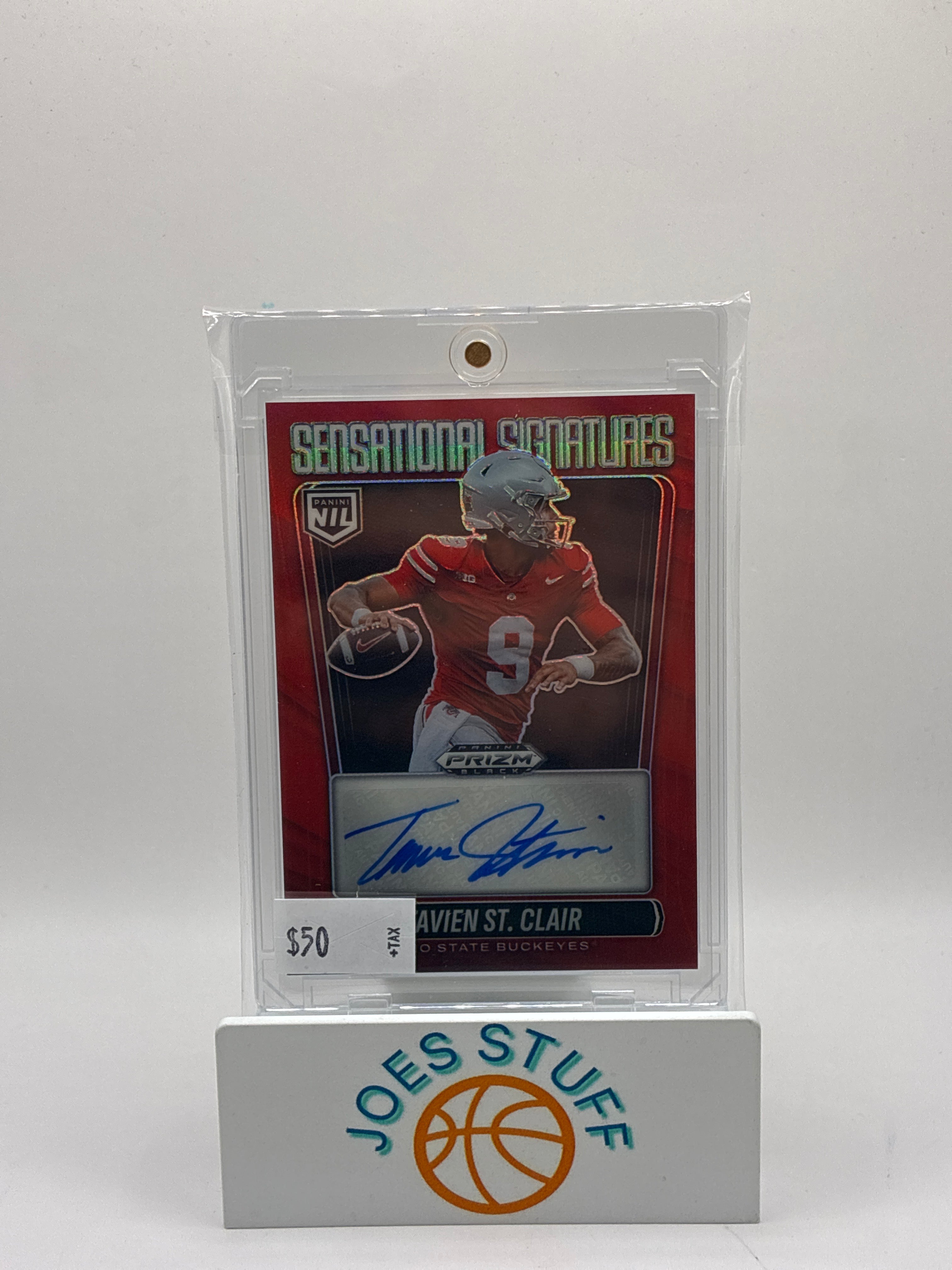 2025 Panini Prizm Black Tavien St. Clair Sensational Signatures Red Prizm 27/99