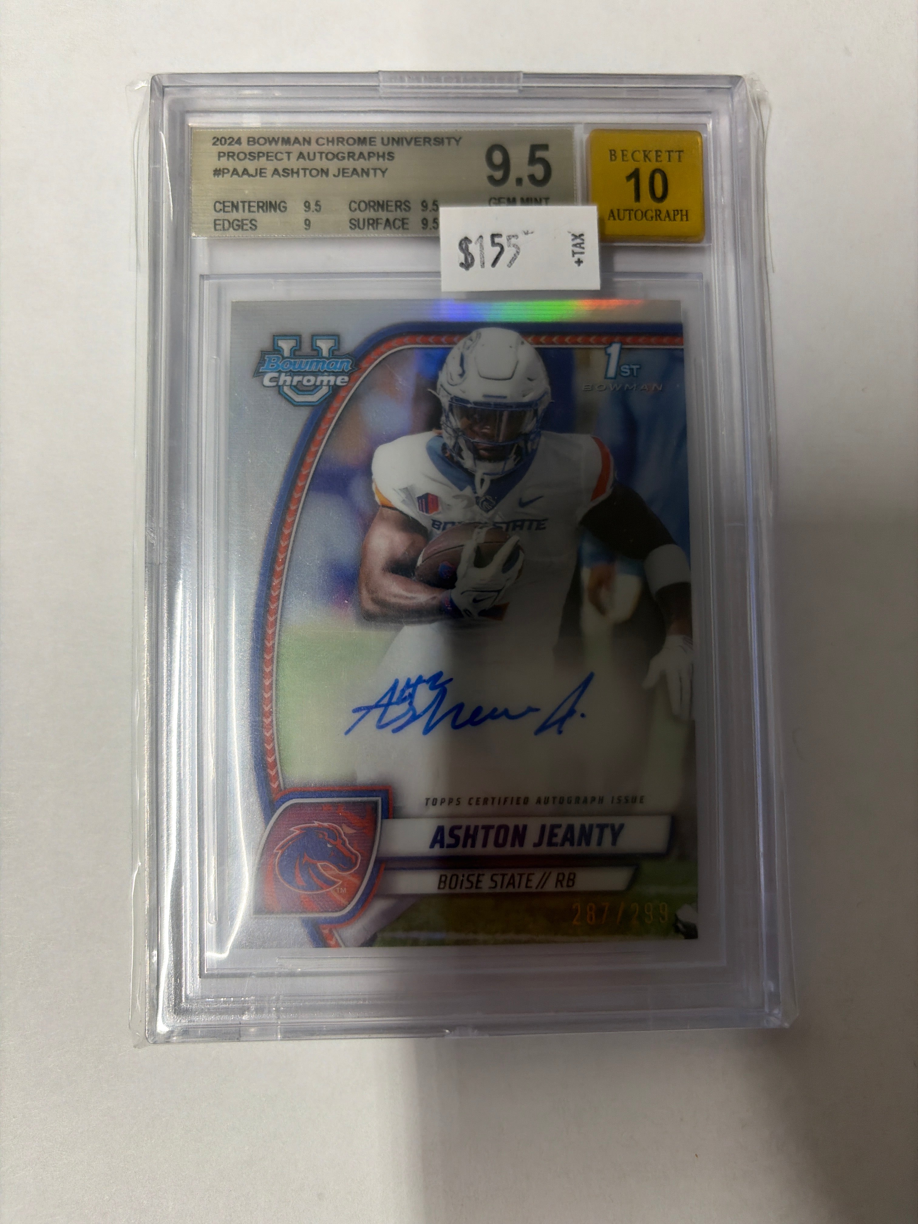 2024 bowman chrome university prospect autographs Ashton Jeanty beckett 9.5 auto 10