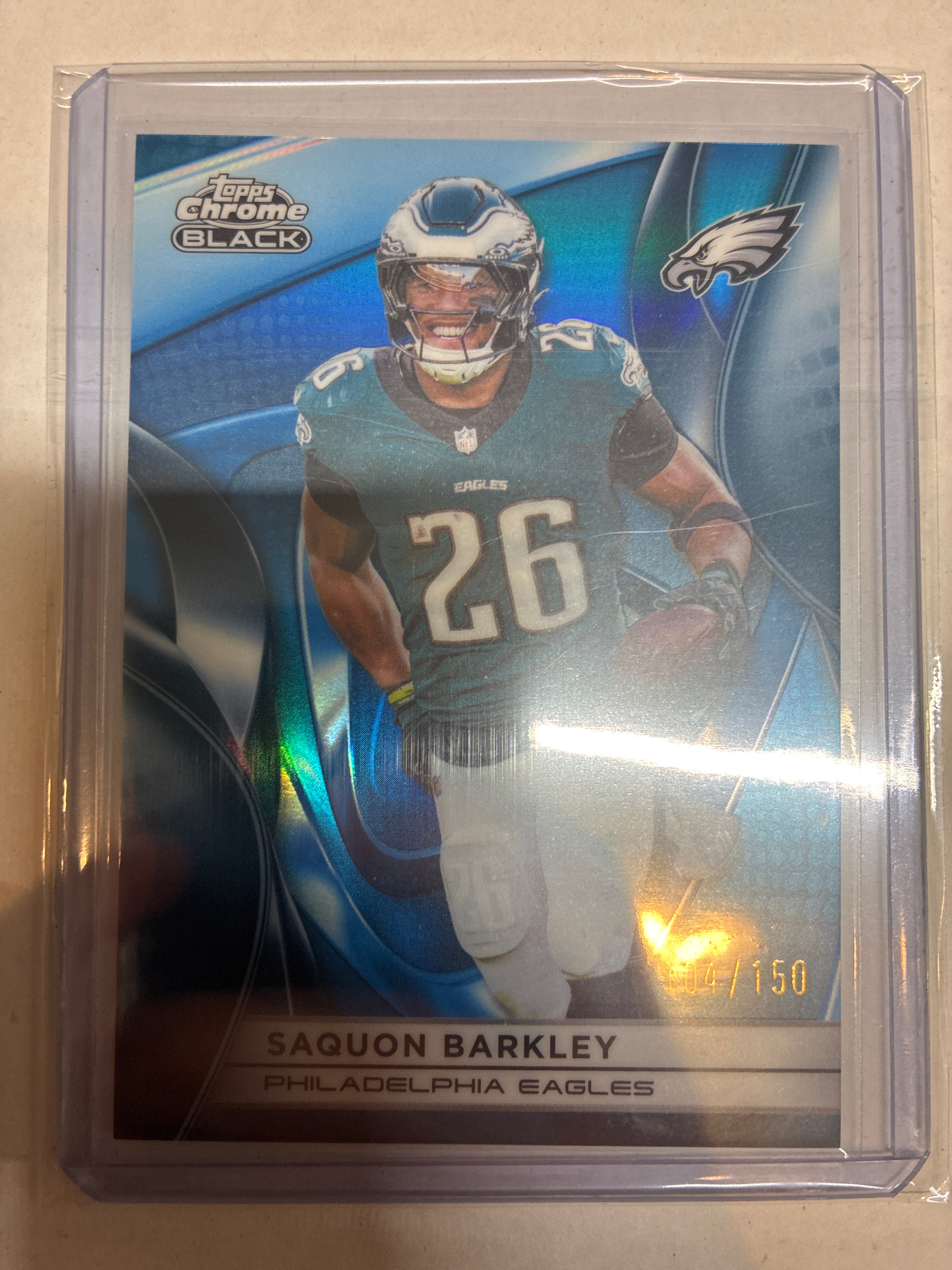2025 Topps Chrome Black Saquon Barkley Blue Wave Refractor