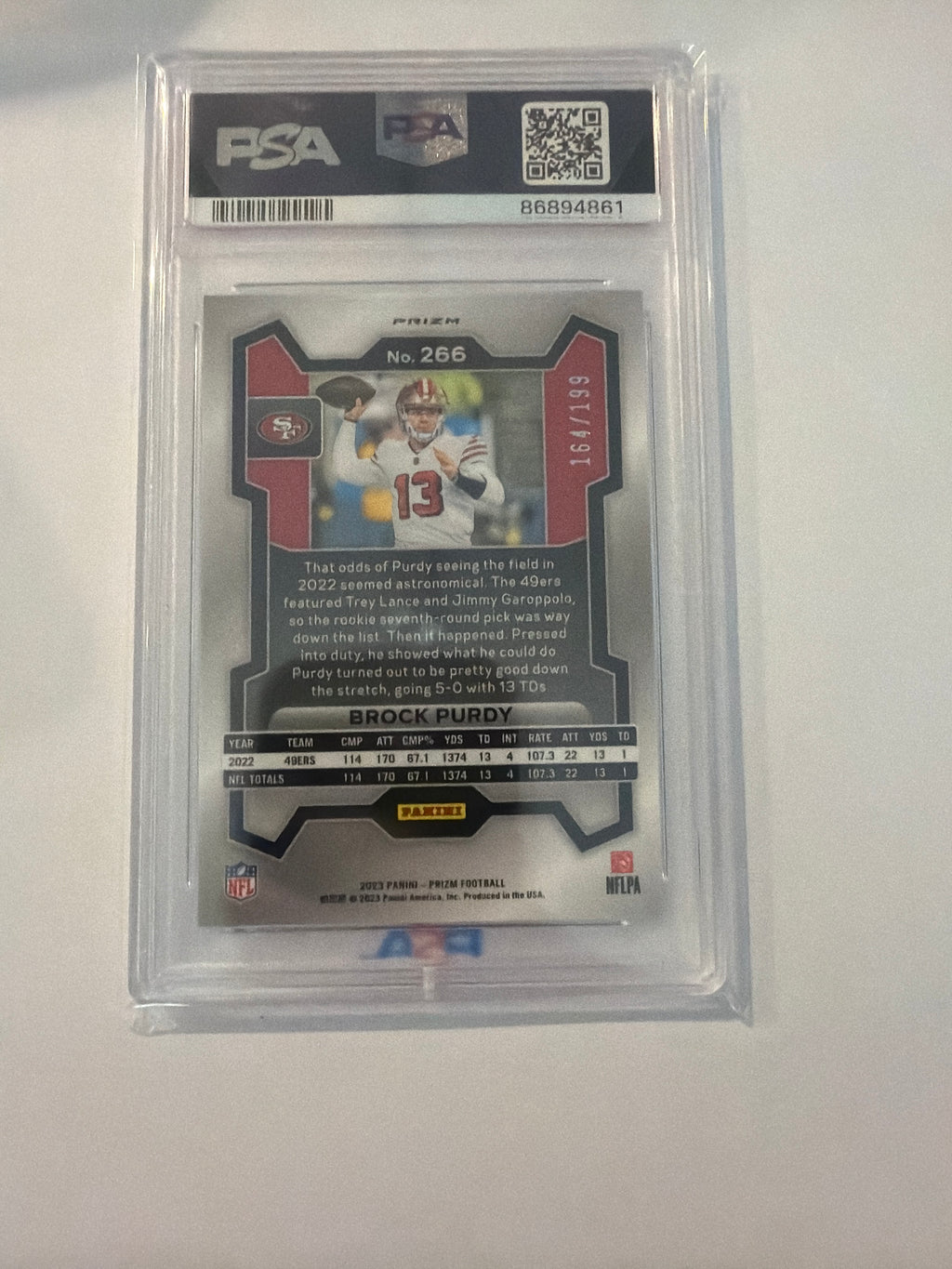 2023 prizm Brock Purdy blue wave PSA9