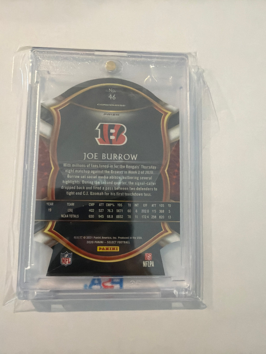 2020 select Joe burrow rookie card