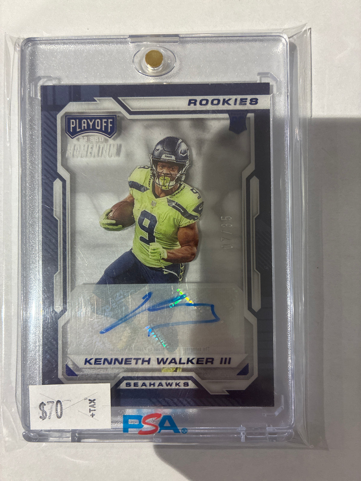 2022 Panini Playoff Momentum Kenneth walker lll auto 7/35