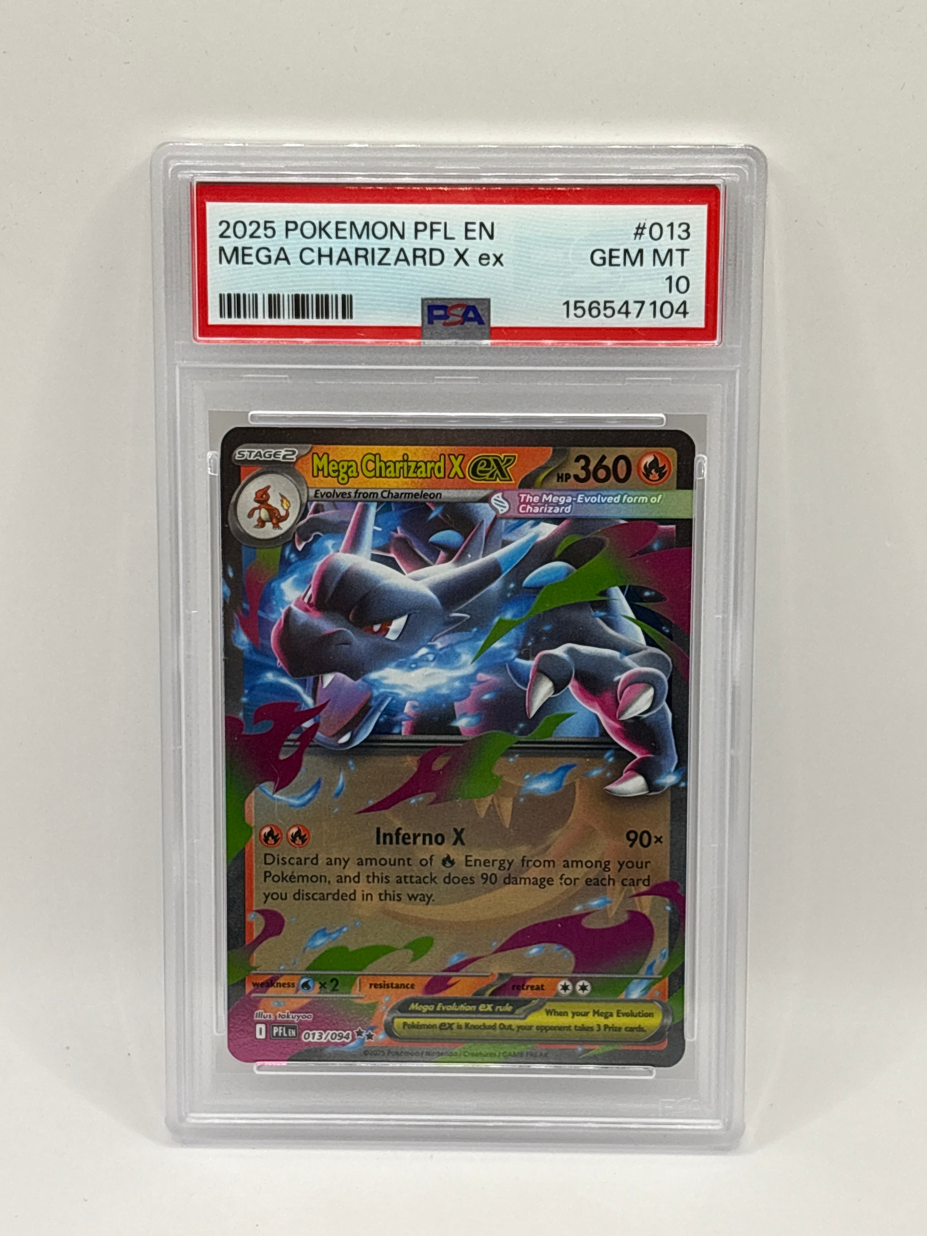 Mega Charizard X ex 013/094 Me02: Phantasmal Flames Holo PSA 10