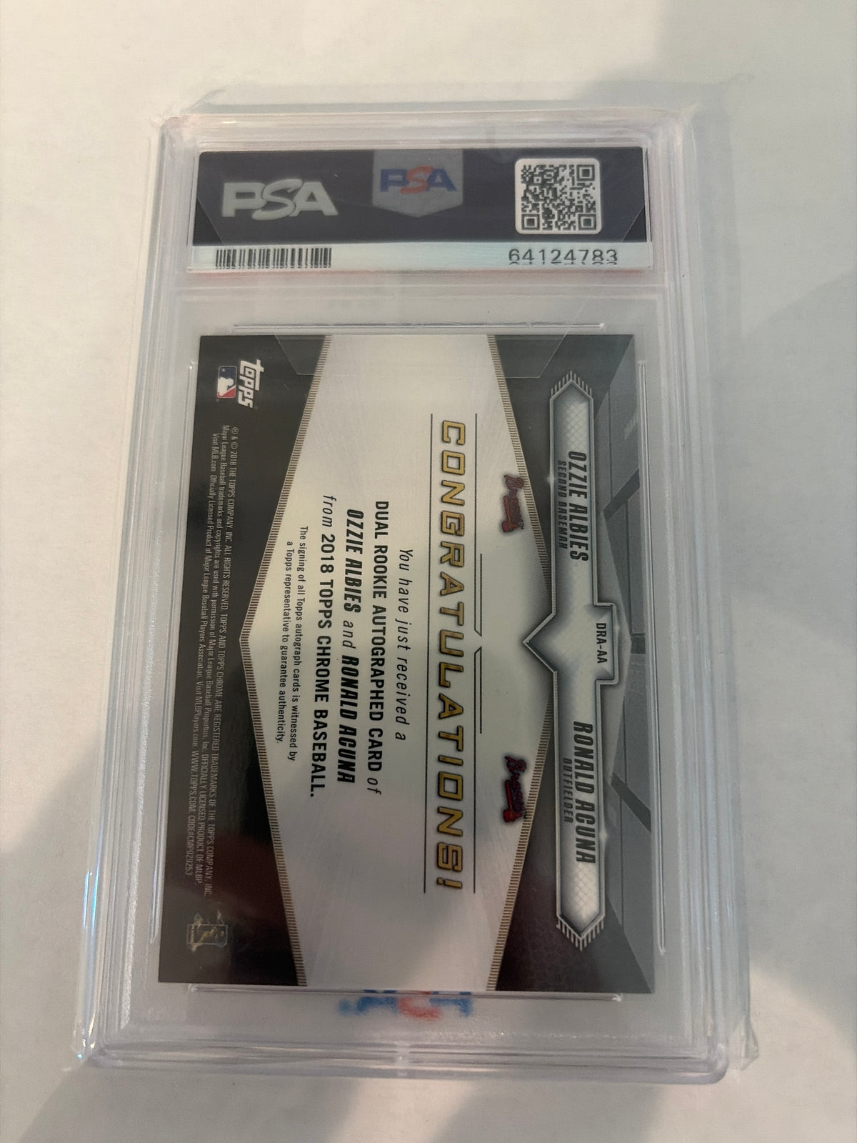 2018 Topps chrome O.Albies/R.Acuna dual Rookie autographs PSA10