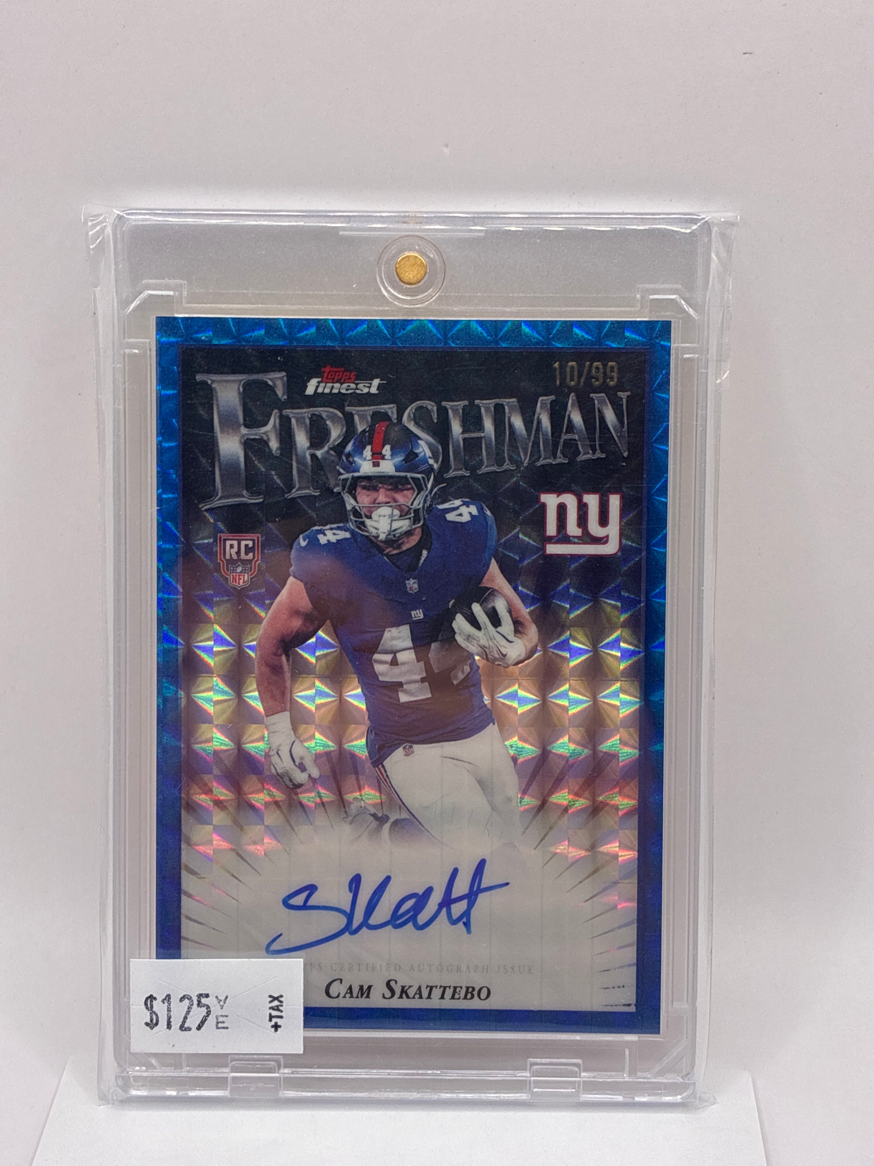 2025 Topps Finest Cam Skattebo Autograph Blue Geometric 10/99