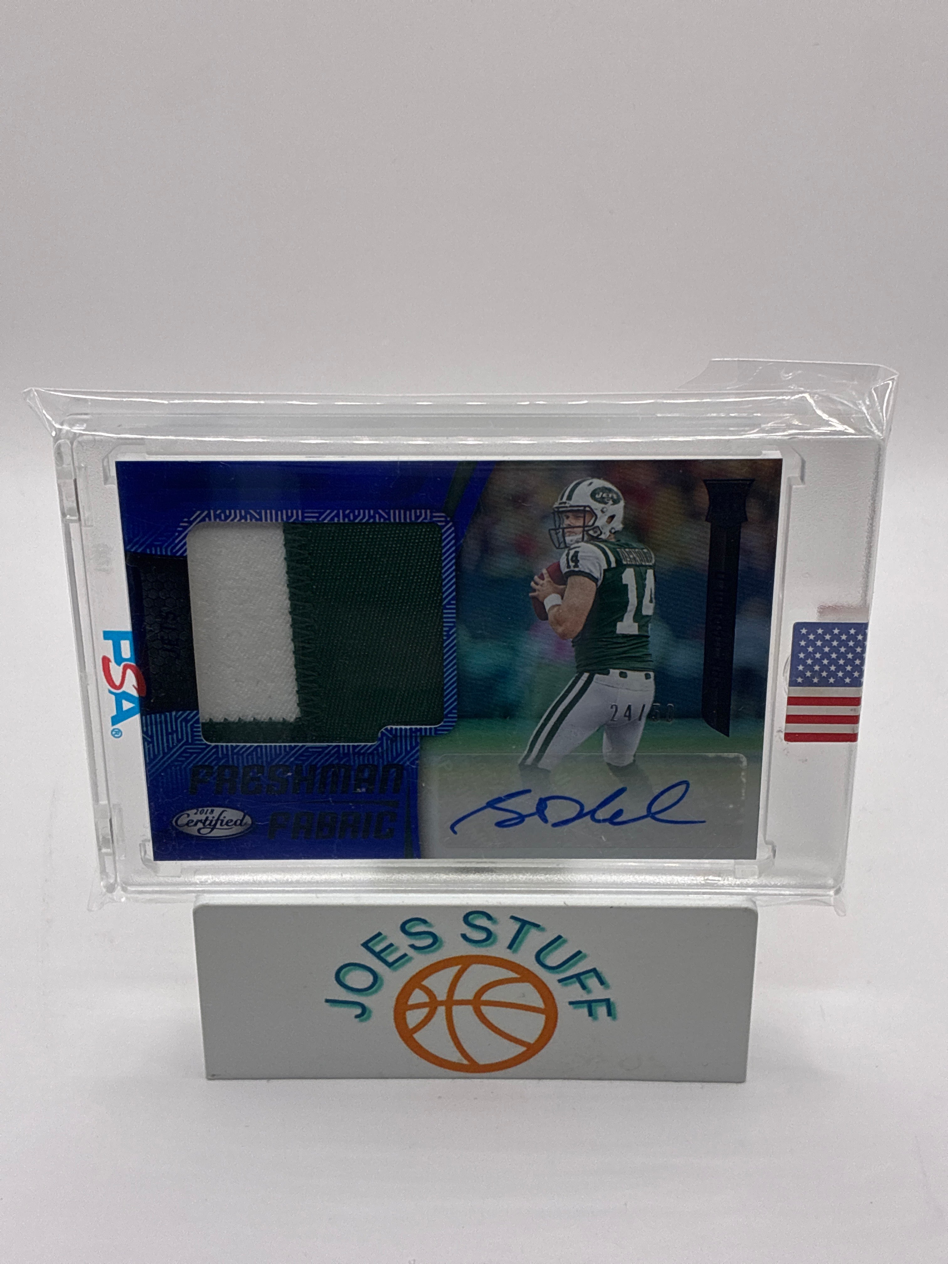 2018 Panini Certified Freshman Fabric Signatures Sam Darnold Mirror Blue 24/50