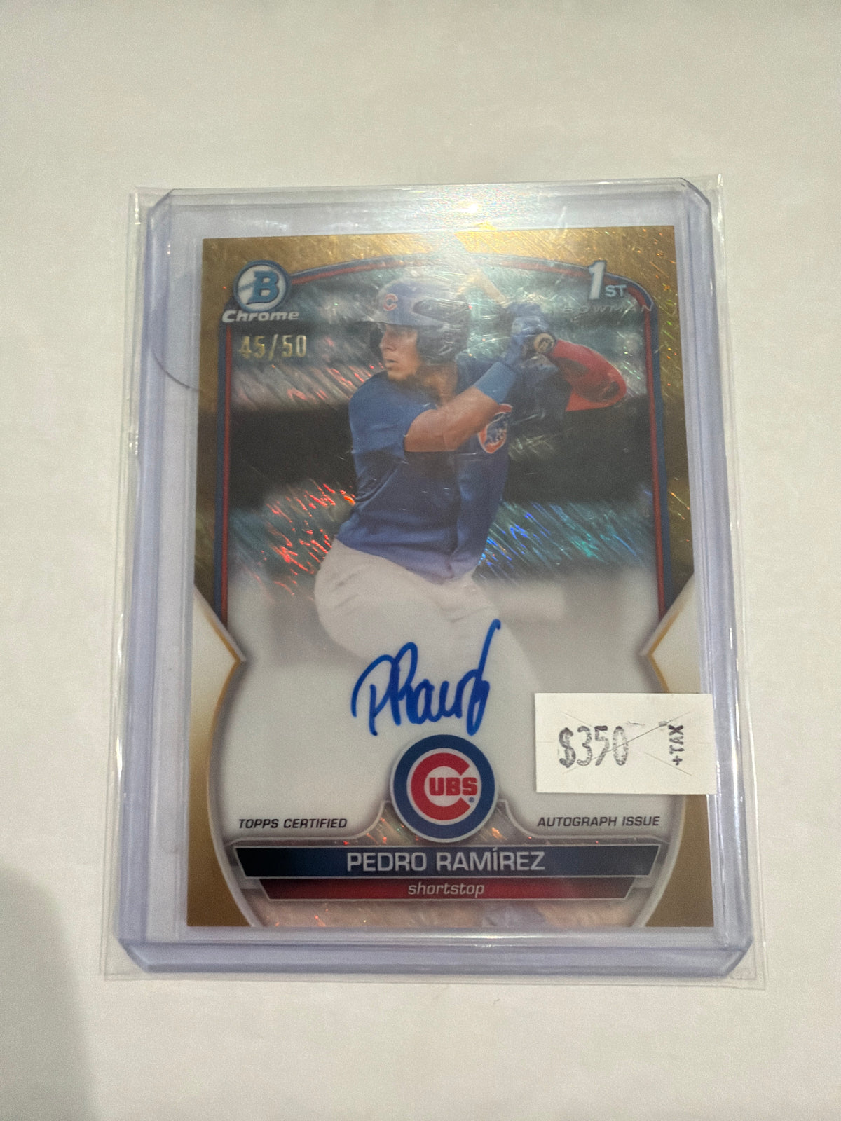 2023 Bowman Chrome 1st Shimmer Gold Autograph 45/50 Pedro Ramirez