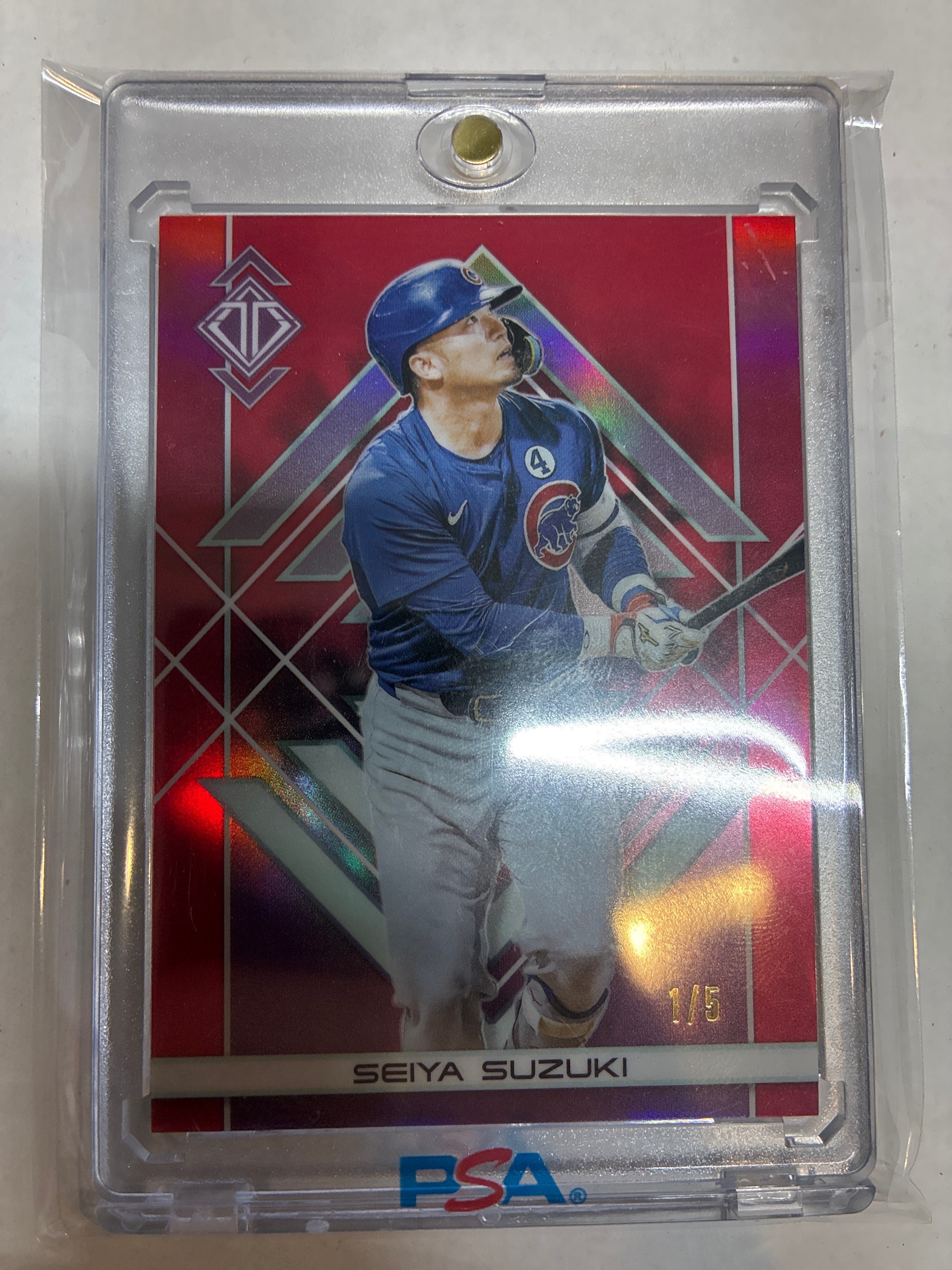 2025 Topps Trandescent Collection Icons Red Chrome #37 Seiya Suzuki 1/5