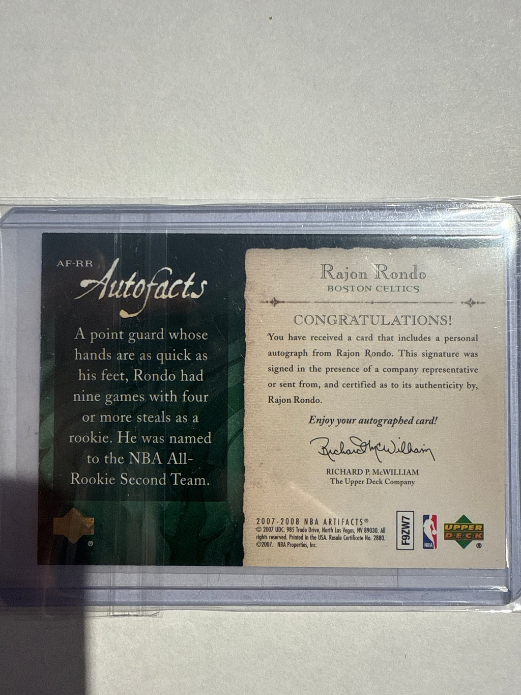 2007/08 Upper Deck Artifacts Rajon Rondo Autograph