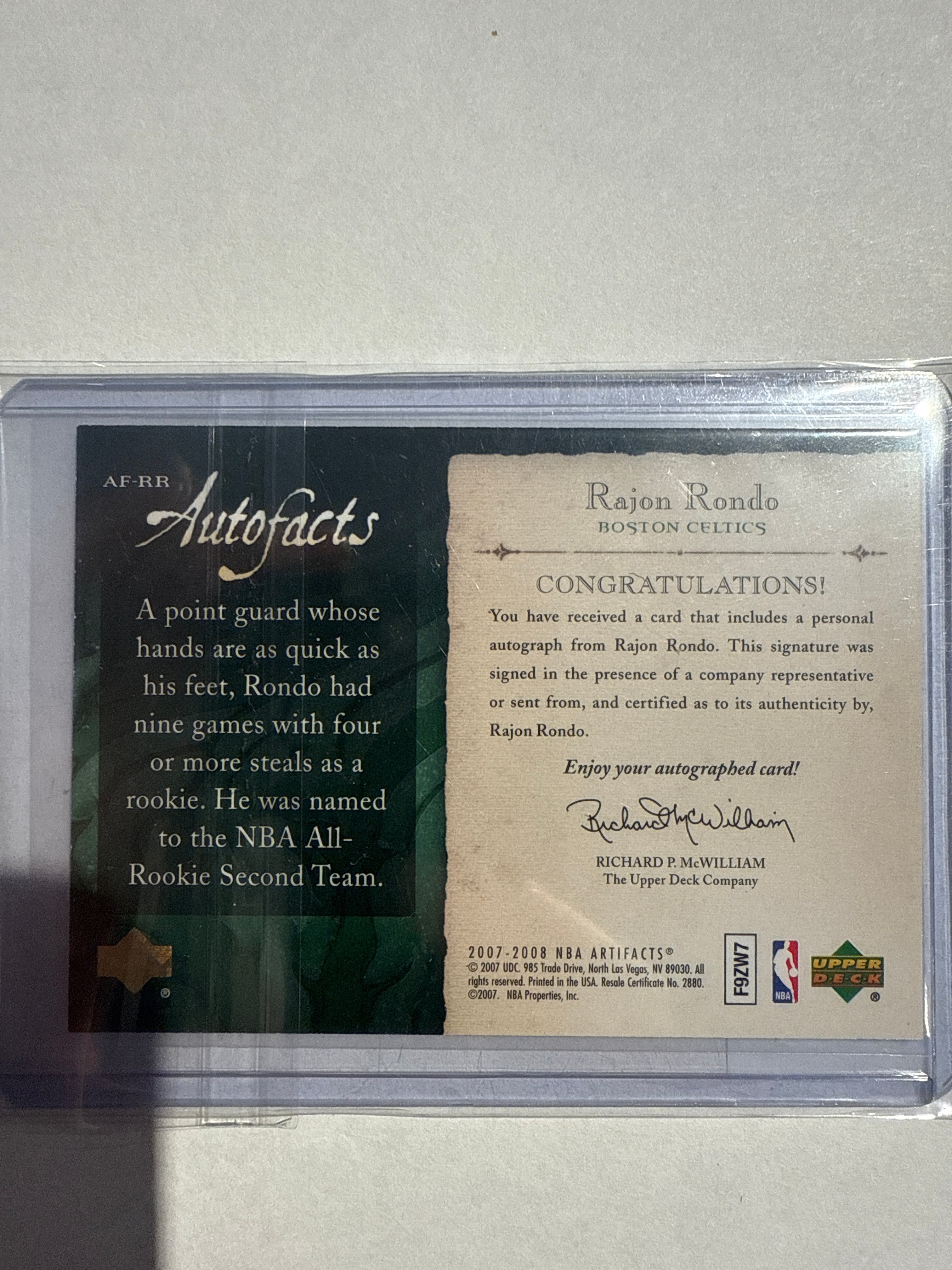 2007/08 Upper Deck Artifacts Rajon Rondo Autograph
