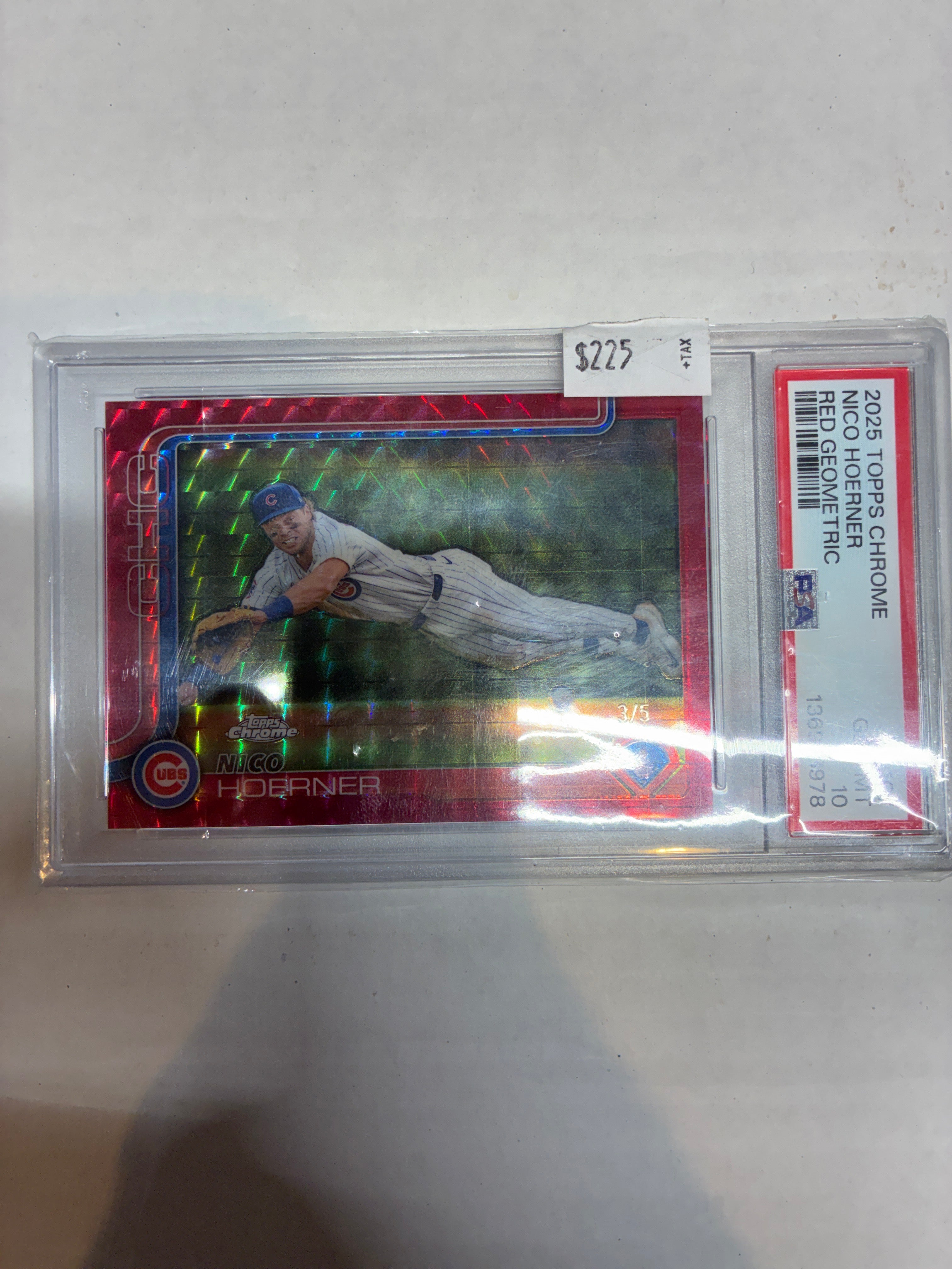 2025 Topps Chrome Nico Hoerner Red Geometric /5 PSA 10