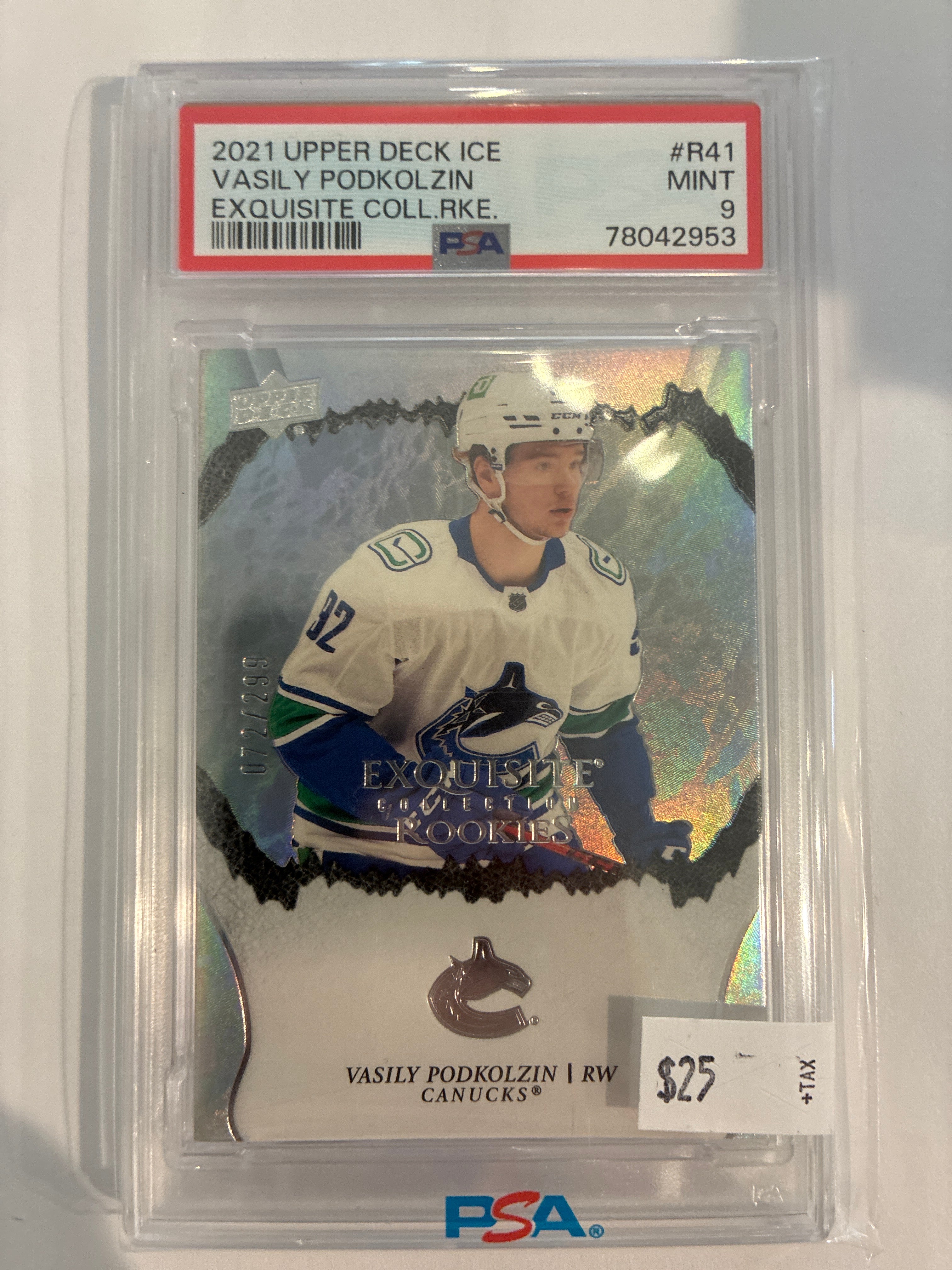 2021-22 Upper Deck Ice Exquisite Collection Rookies Vasily Podkolzin PSA 9