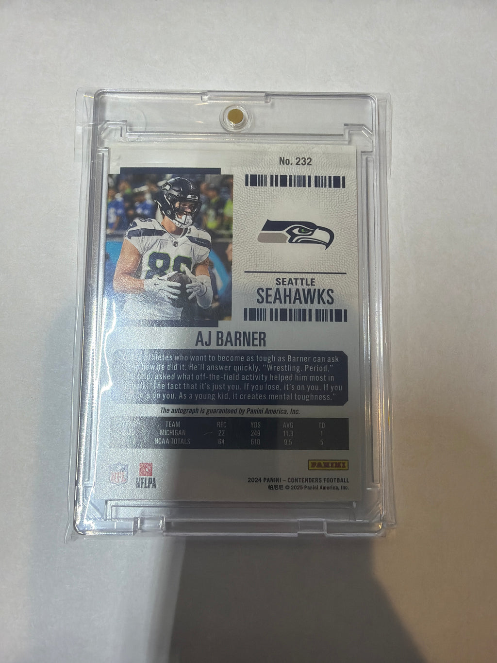 2024 contenders rookie contenders AJ Barner auto