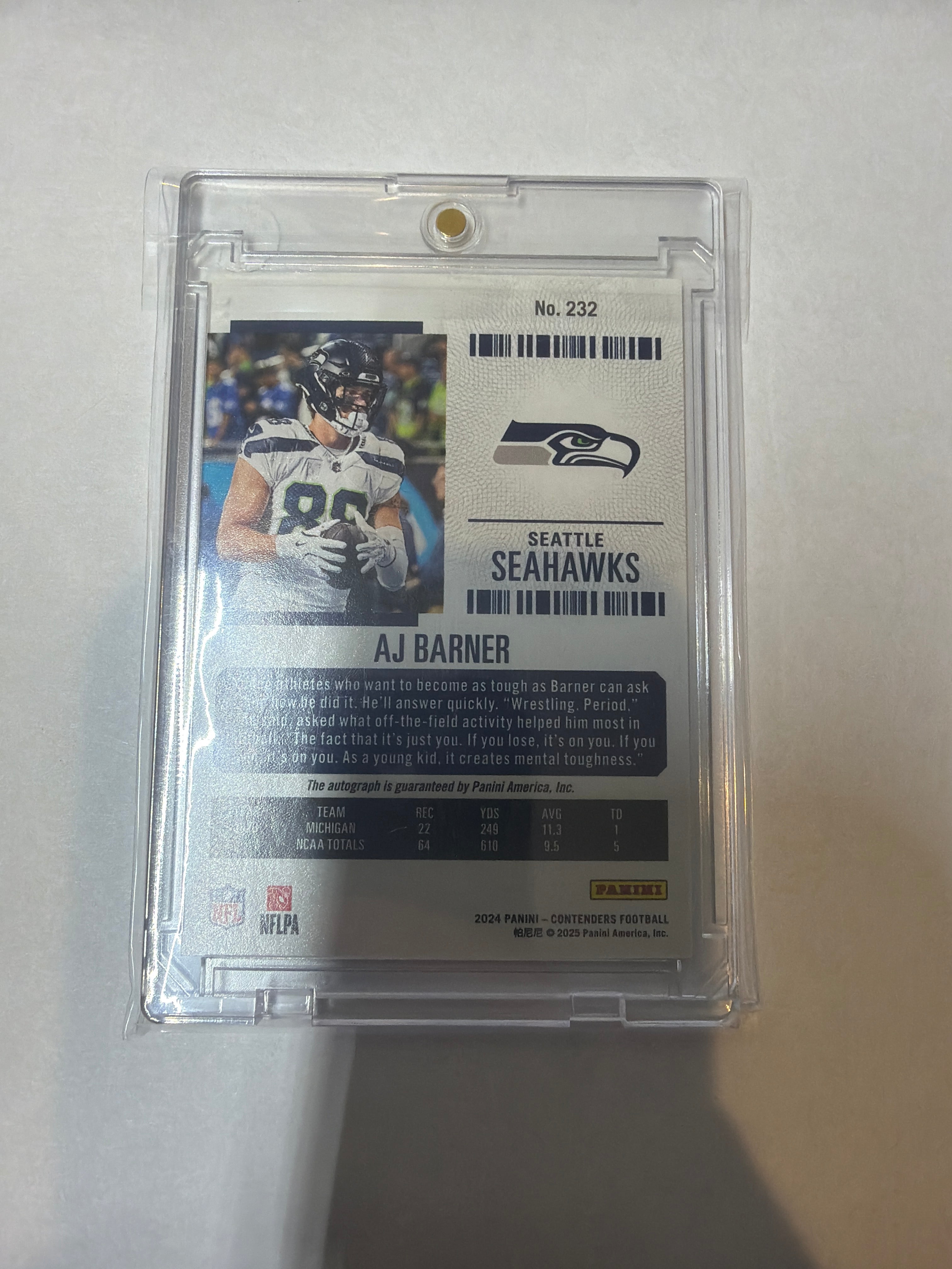 2024 contenders rookie contenders AJ Barner auto