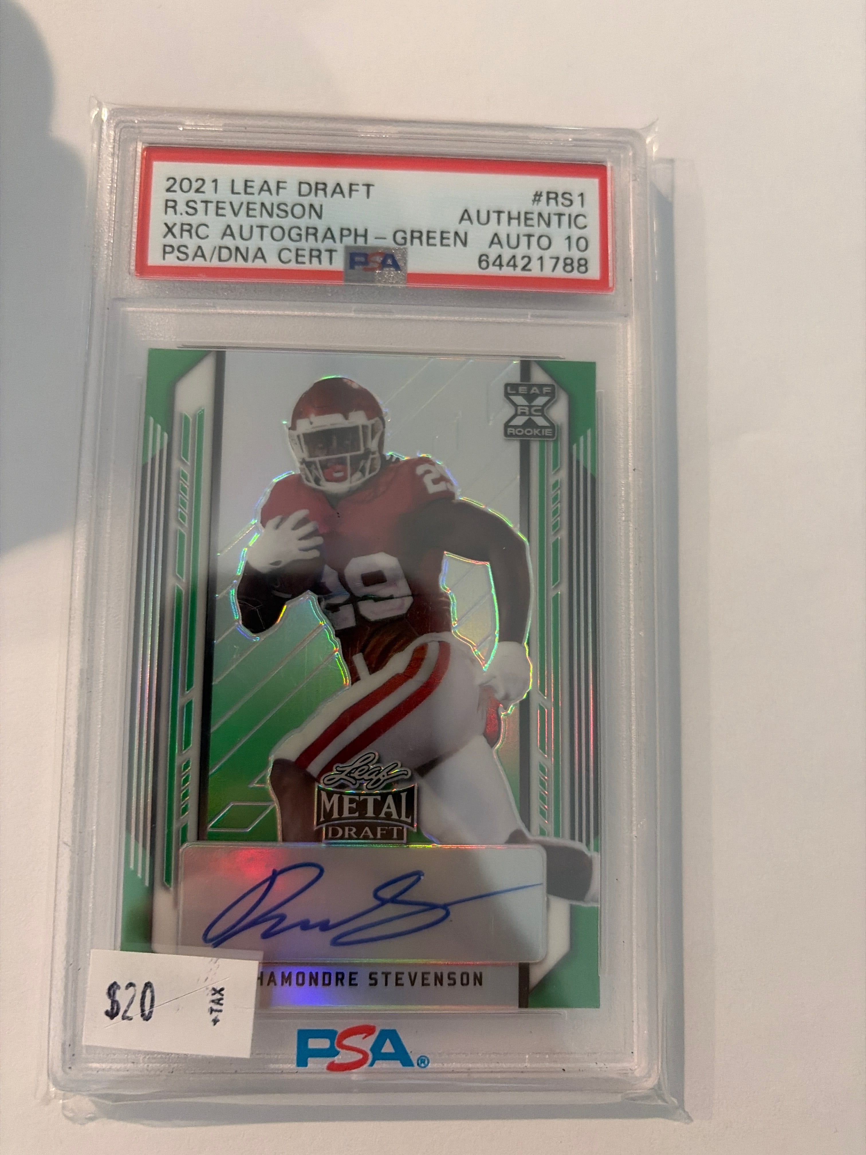 2021 leaf draft R Stevenson XRC autograph green PSA auto 10