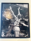 Larry Bird Autographed Framed Picture Featuring Jordan PSA Certified