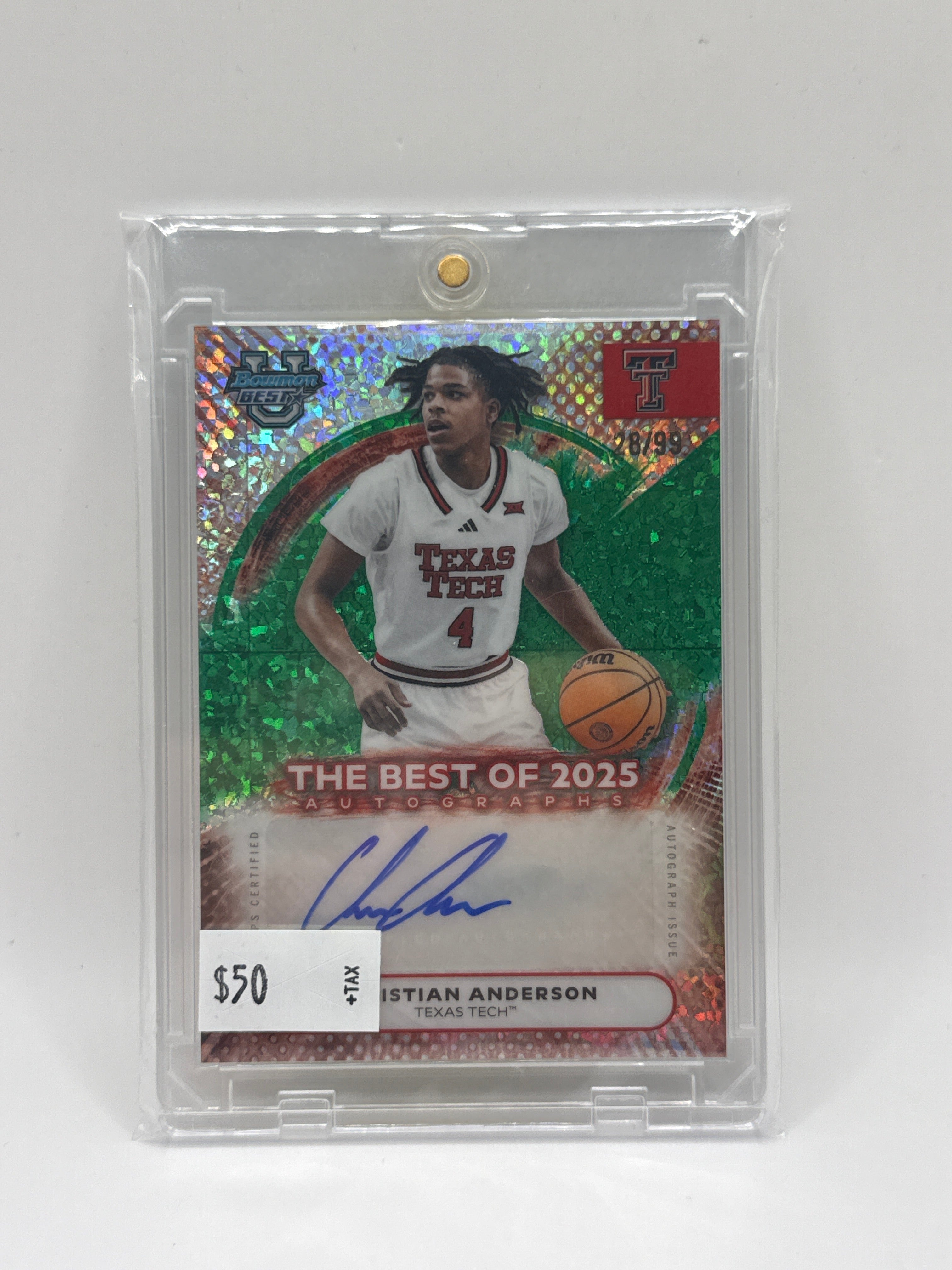 2026 Bowman U Best Christian Anderson green mini-diamond autograph 28/99