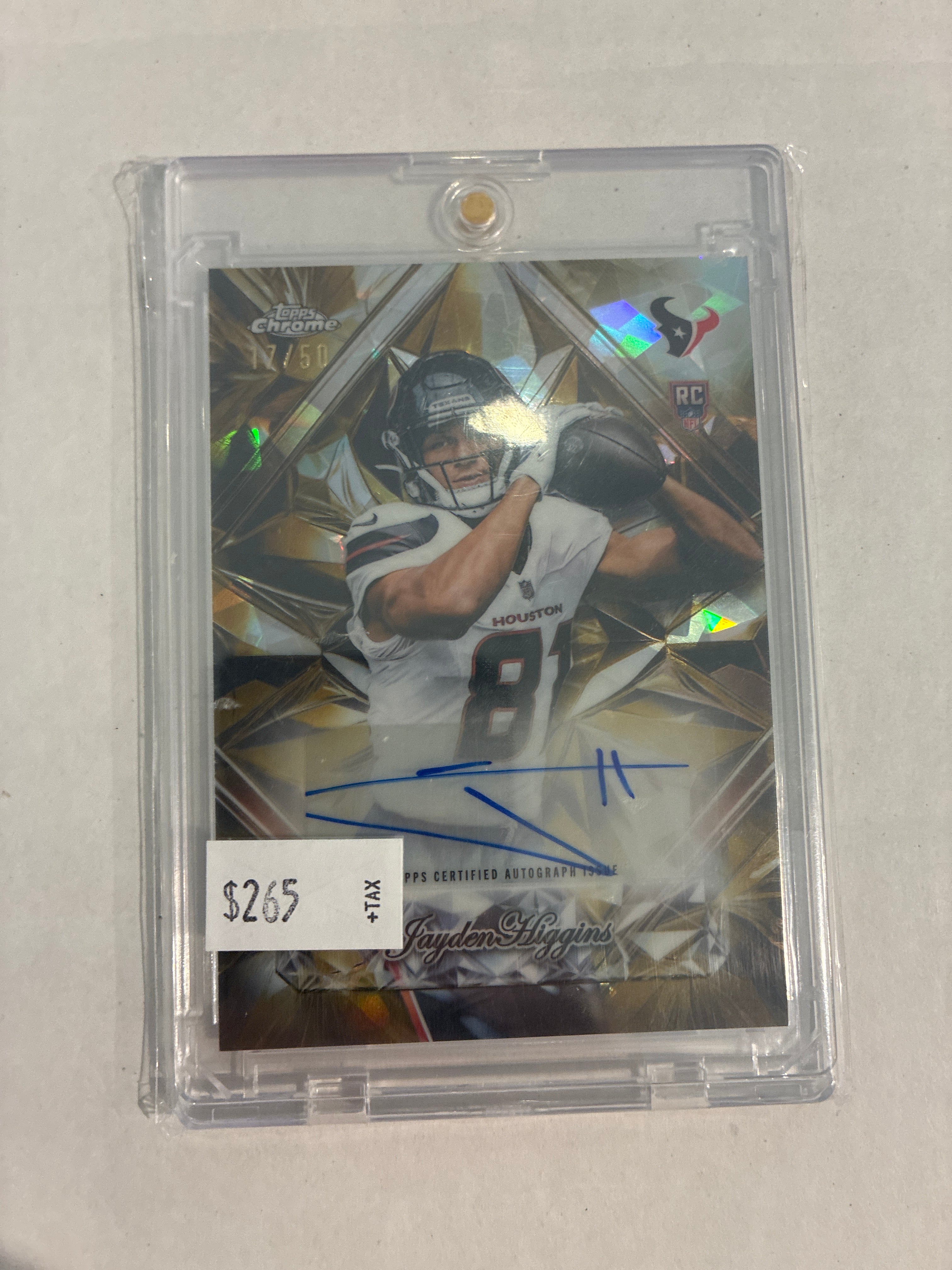 2026 Topps Chrome Jayden Higgins Sapphire Selection Autograph 17/50 Gold Refractor