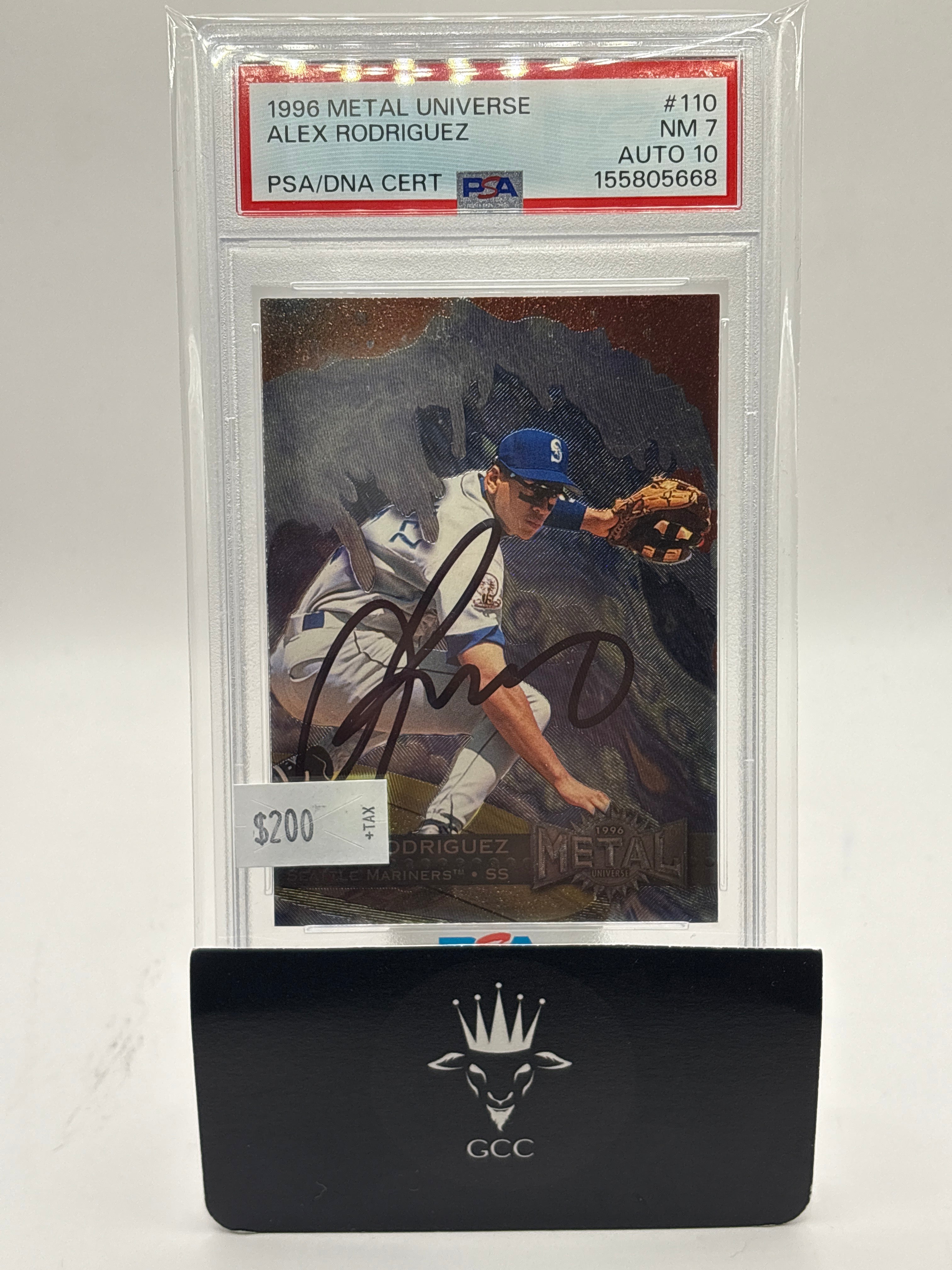 1996 Fleer Metal Universe Alex Rodriguez #110 Auto 10 PSA 7