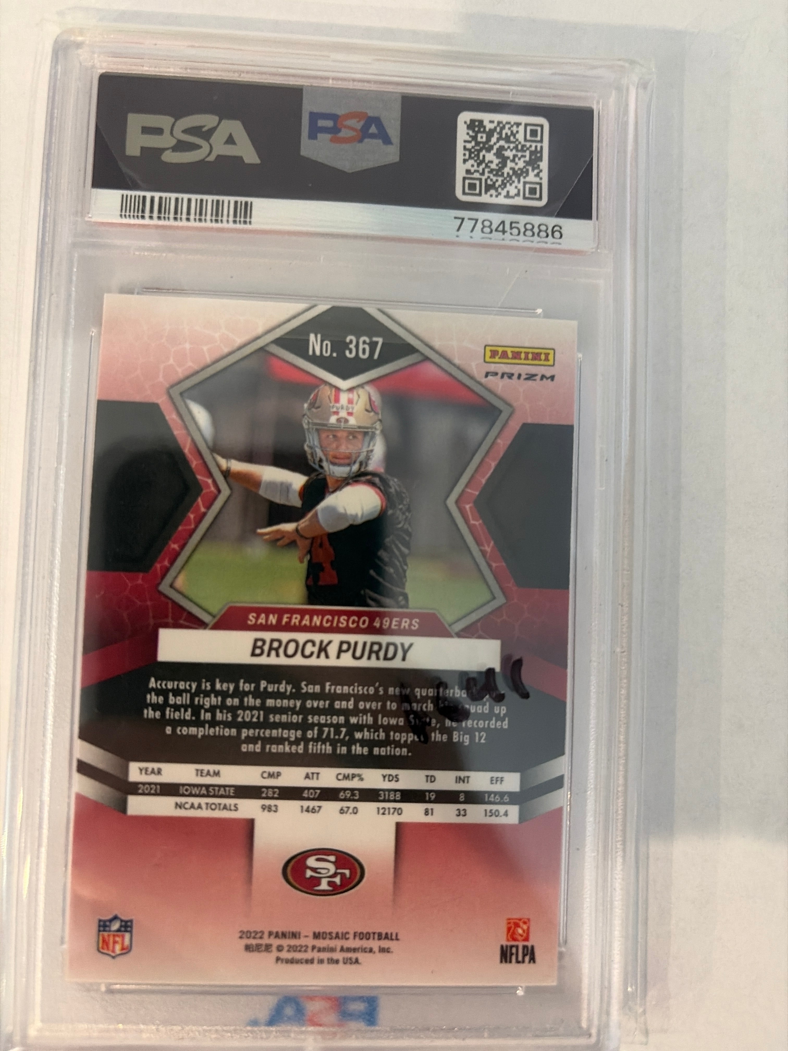 2022 mosiac Brock purdy reactive orange PSA10