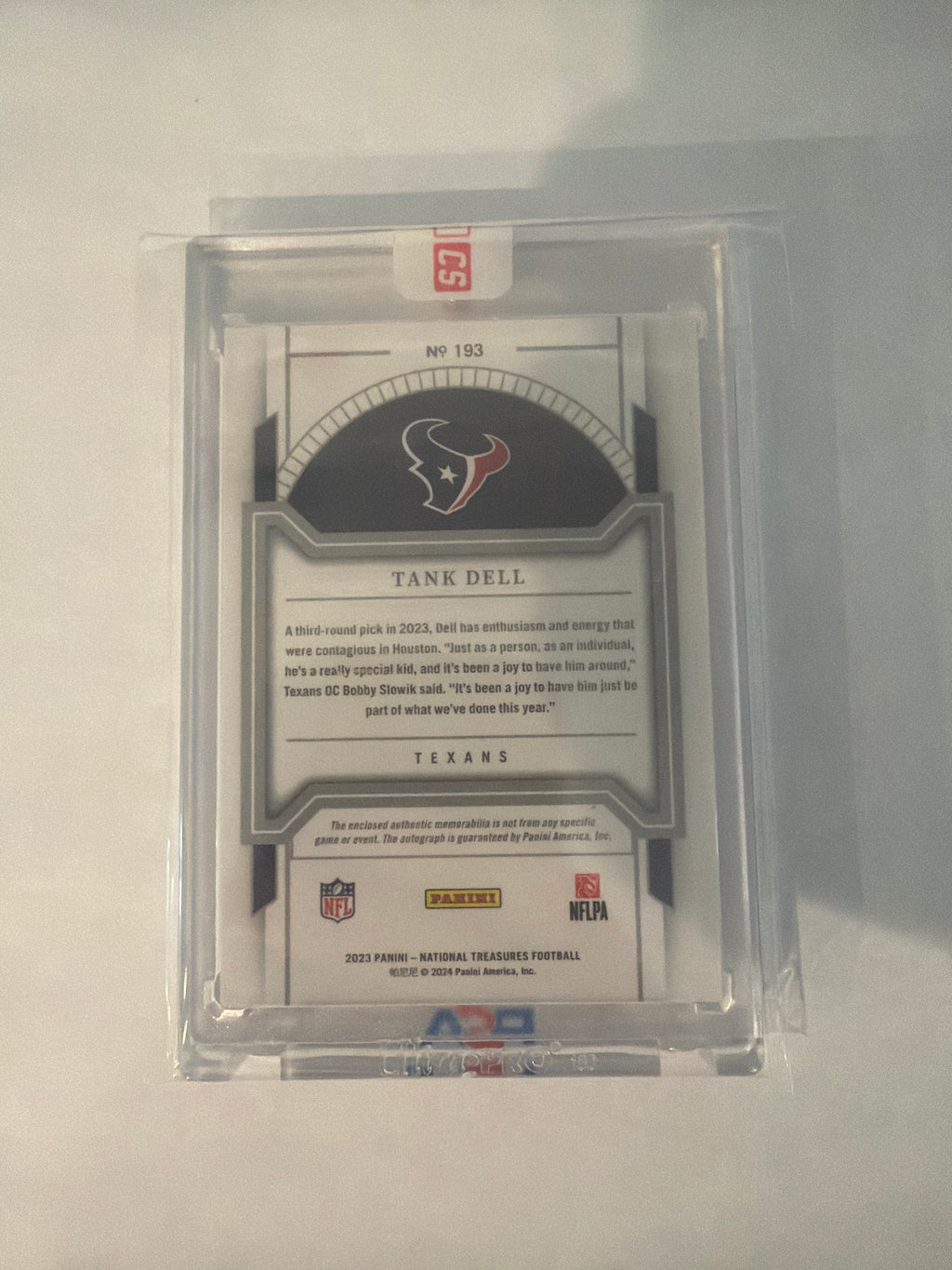 2023 Panini National Treasures Tank Dell auto patch 20/25 ￼