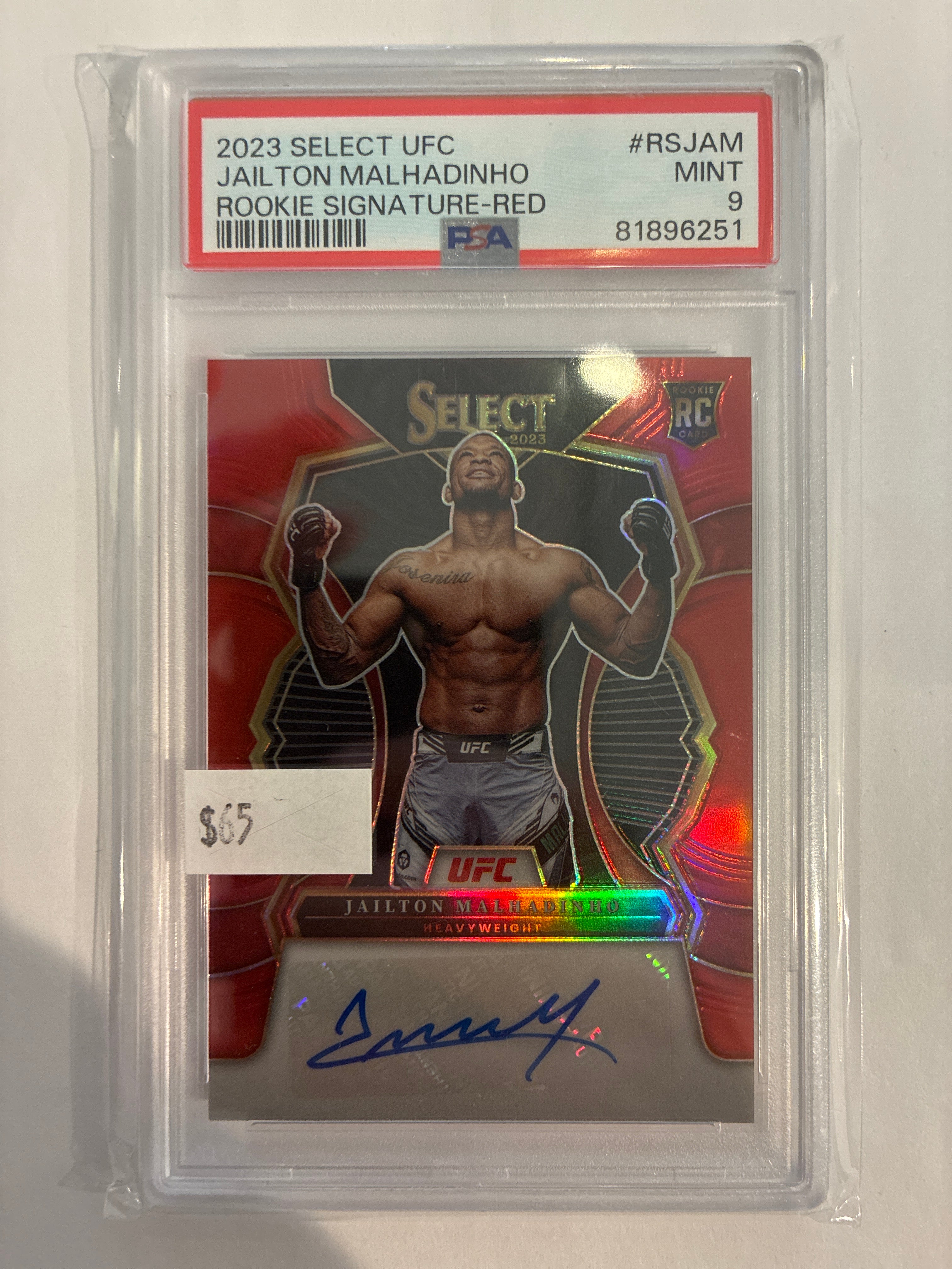 2023 Select UFC Jailton Malhadinoh Rookie Signature Red #RSJAM PSA 9